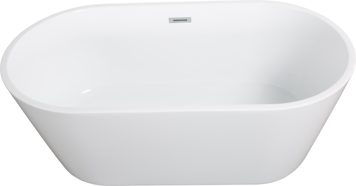 Luxury Glossy White Acrylic Freestanding Soaking Bathtub with Chrome Overflow and Drain, cUPC Certified - 63*31.1 22A02-63
