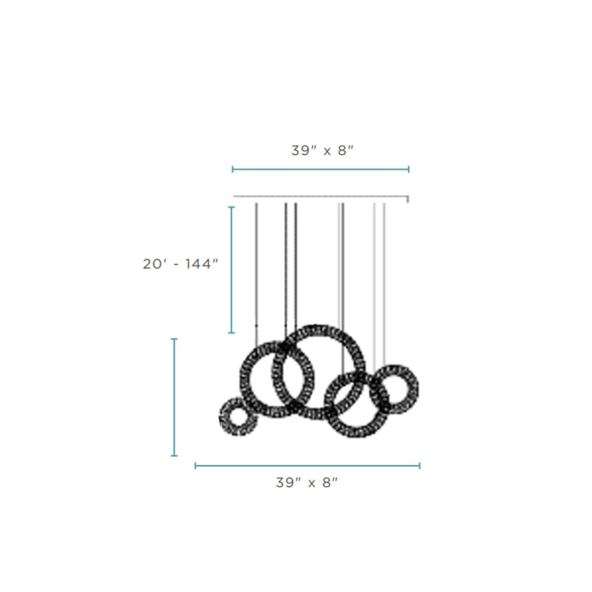 5 Hoop Crystal Progression Chandelier // Chrome | Finesse | Home Elegance USA