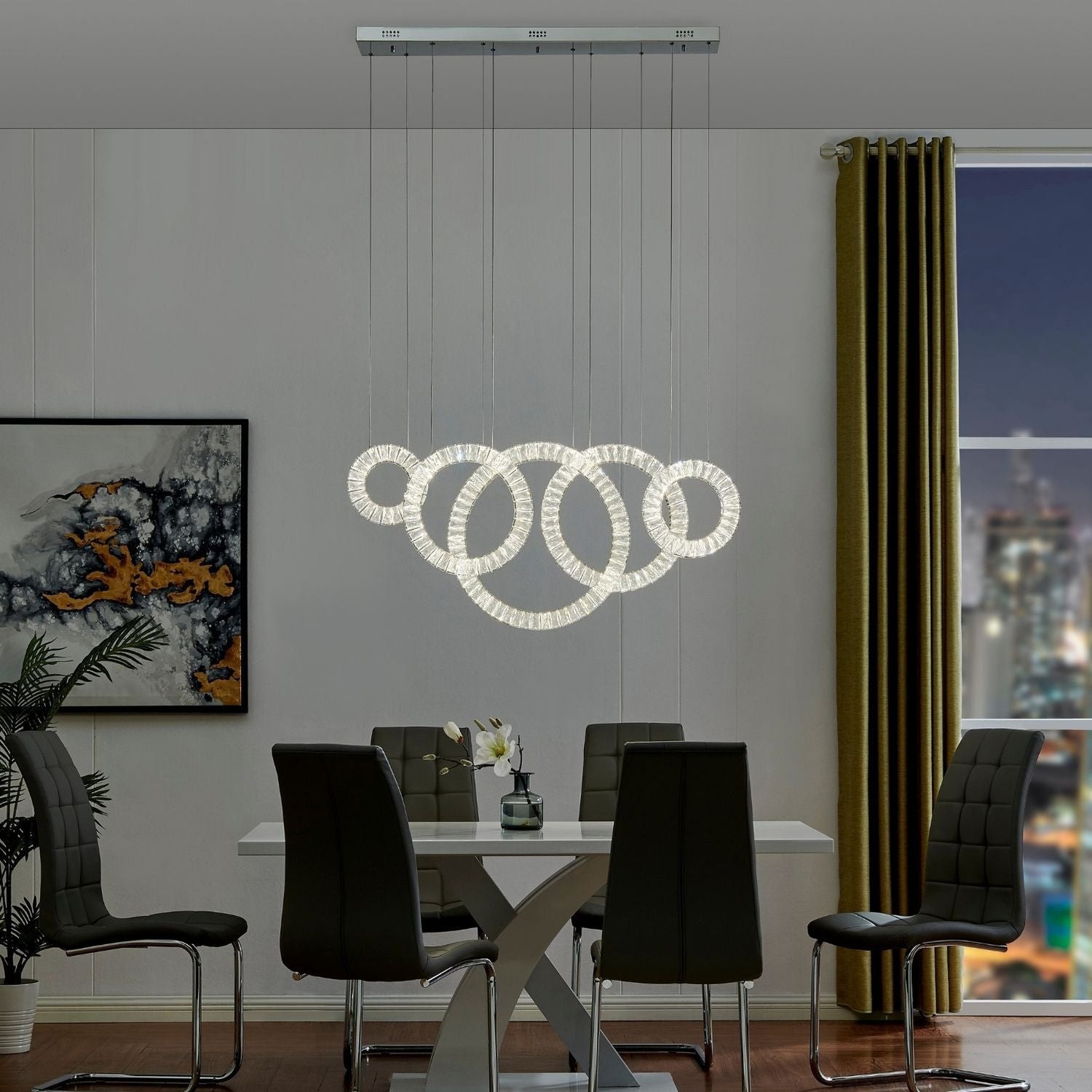 5 Hoop Crystal Progression Chandelier // Chrome | Finesse | Home Elegance USA