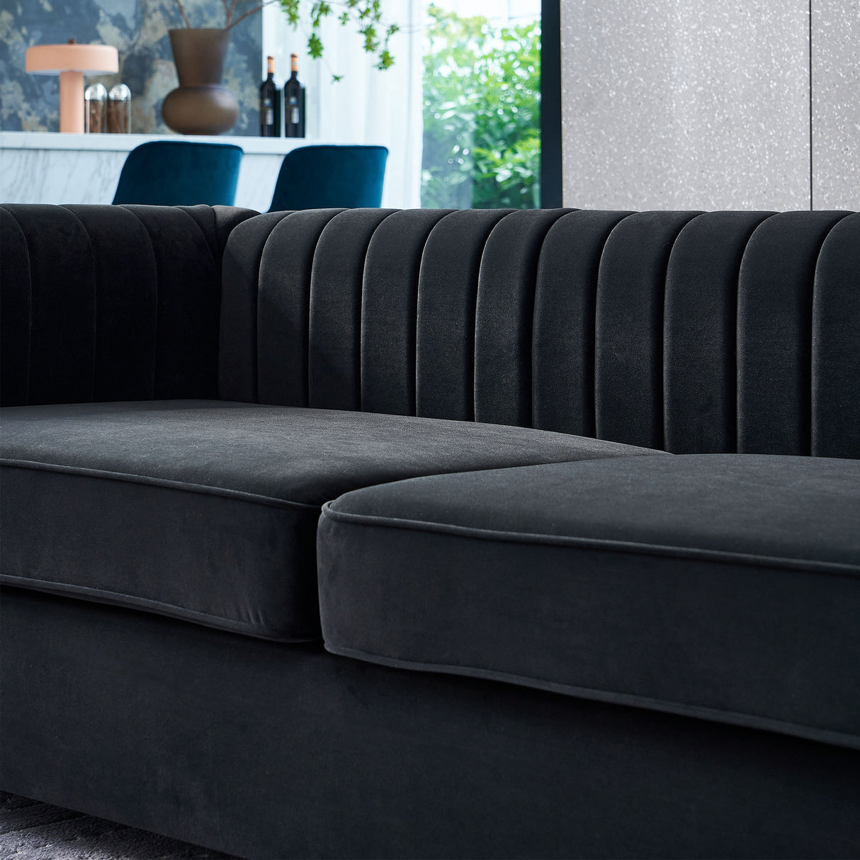 Modern velvet sofa black color - Home Elegance USA