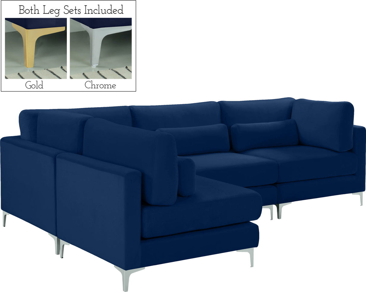 Julia - Modular Sectional 4 Piece - Navy - Home Elegance USA