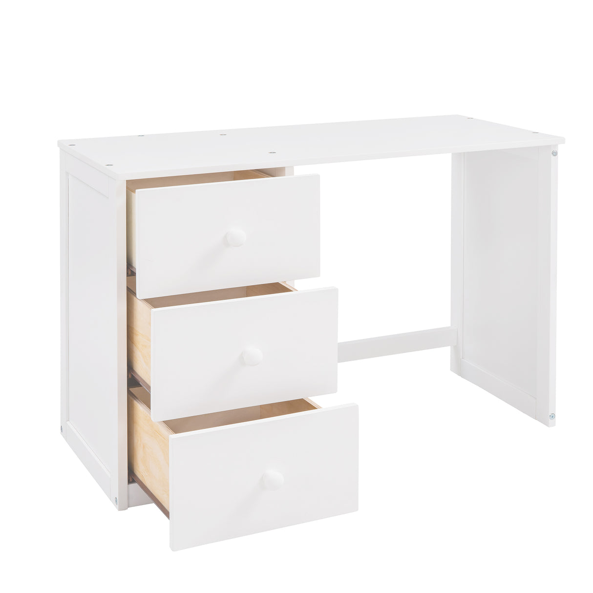 Twin size Loft Bed with Drawers,Desk,and Wardrobe-White - Home Elegance USA