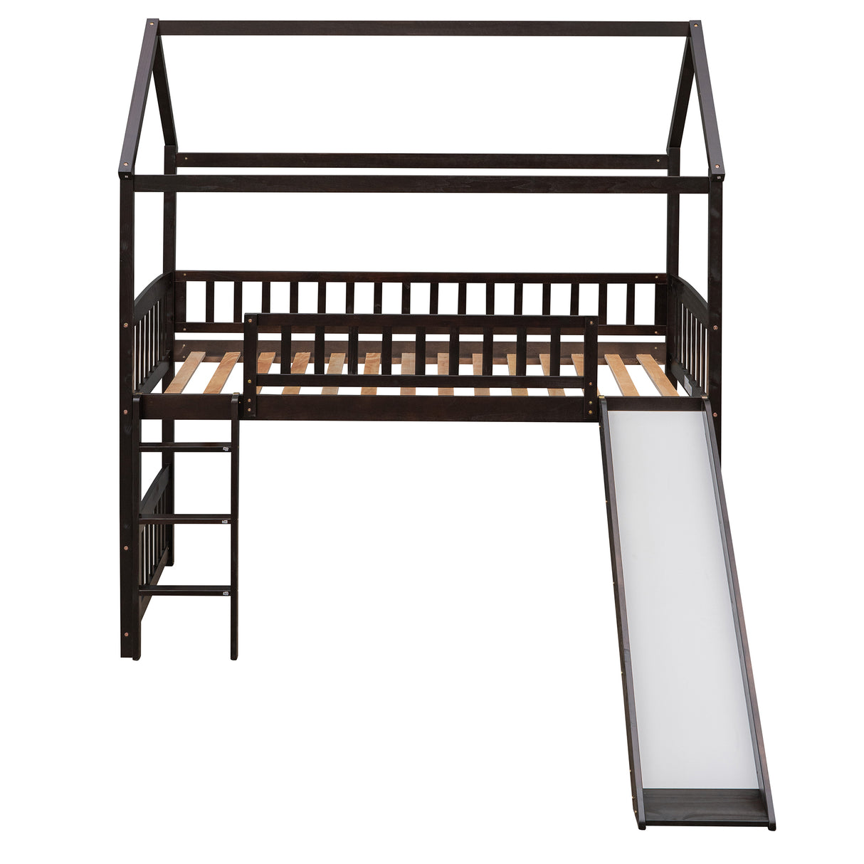 Twin Loft Bed with Slide, House Bed with Slide,Espresso(OLD SKU :LT000212AAP) - Home Elegance USA