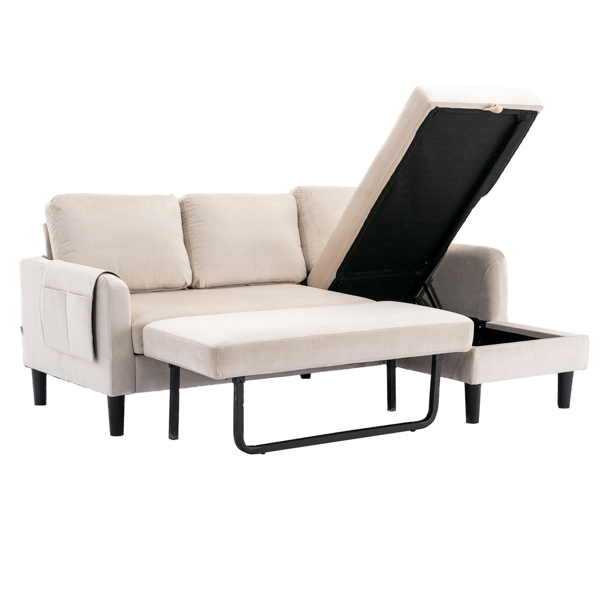 UNITED WE WIN Sectional Sofa Reversible Sectional Sleeper Sectional Sofa with Storage Chaise - Home Elegance USA