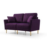 3 - Piece Sectional Sofa Set, Modern Velvet Upholstered Sofa Couch with Sturdy Metel Legs for Living Room, Apartment, 3 - Seater Sofa + 2 Piece Loveseat Sofa, Purple | Home Elegance USA