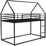 Twin over Twin House Bunk Bed with Built-in Ladder,Black - Home Elegance USA