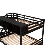 Twin over Full Bunk Bed with Staircase and Built-in Storage Cabinets,Espresso - Home Elegance USA