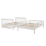 Stairway Full-Over-Full Bunk Bed with Twin size Trundle, Storage and Guard Rail for Bedroom, Dorm - White(OLD SKU :LP001210AAK) - Home Elegance USA