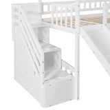 Twin Loft Bed with Two Drawers and Slide, House Bed with Slide, White (Old SKU: LP000130AAK) - Home Elegance USA