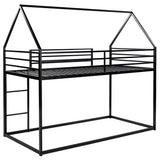 Twin over Twin House Bunk Bed with Built-in Ladder,Black - Home Elegance USA