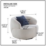 Swivel Barrel Chair Living Room, Single Chair for Small Space Comfy Round Sofa Chair Boucle Accent Chair Circle Sherpa, Arm Chair Reading Room Chair Lounge Chair Bedroom Club (Beige) Home Elegance USA