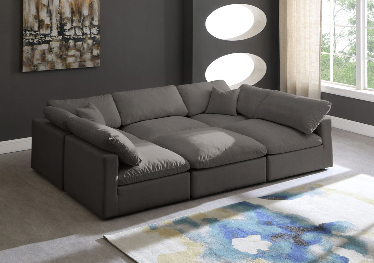 Plush - Cloud Modular Sectional 6 Piece - Grey - Modern & Contemporary - Home Elegance USA