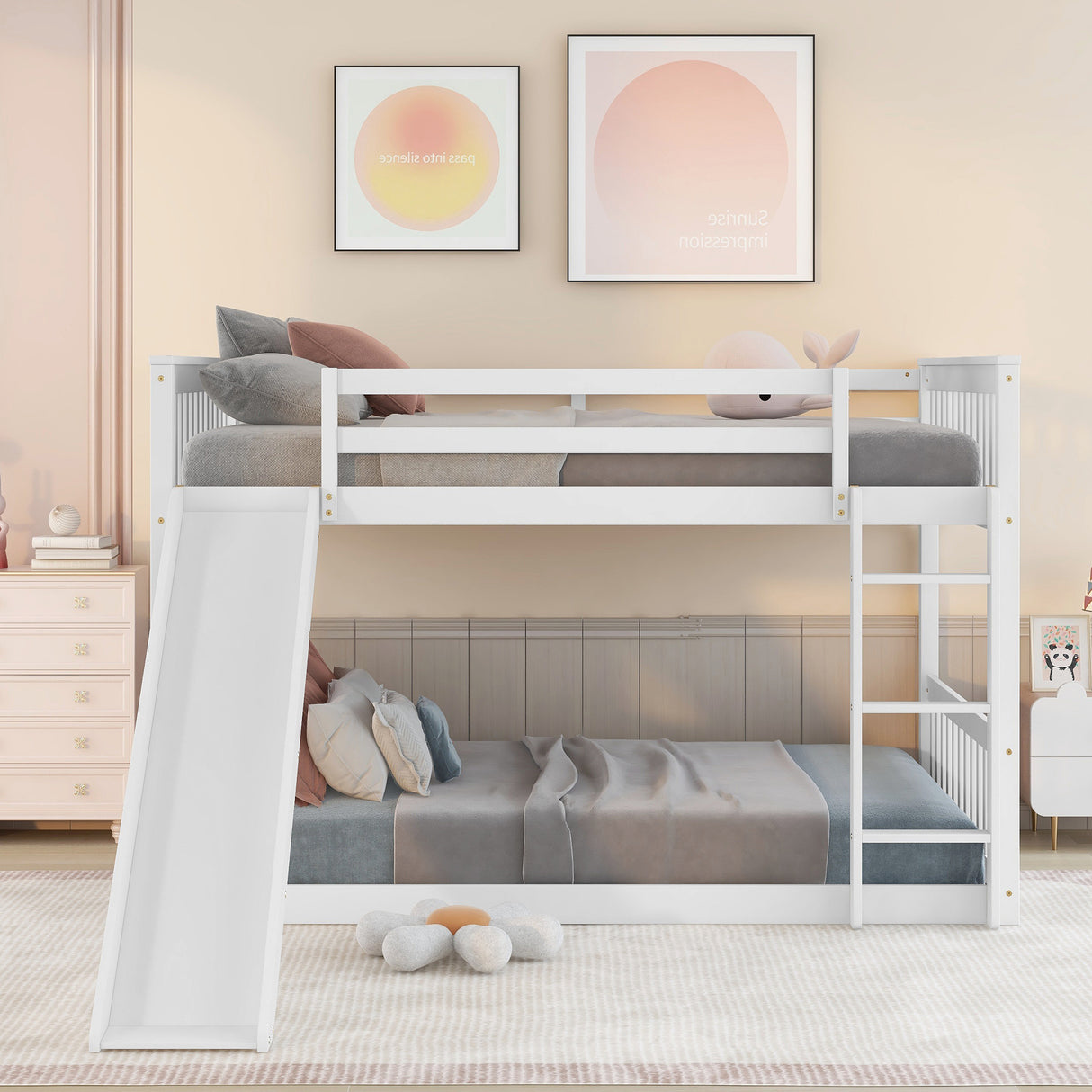 Full over Full bunkbed with Slied for white color - Home Elegance USA