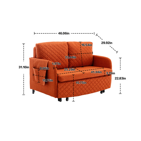 COOLMORE Convertible Sleeper Sofa Bed, Modern Velvet Loveseat Couch with Pull Out Bed, Small Love Seat Futon Sofa Bed with Headboard, 2 Pillows & Side Pockets for Living Room Home Elegance USA