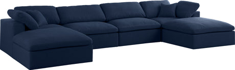 Serene - Cloud Modular Sectional 6 Piece - Navy - Modern & Contemporary - Home Elegance USA