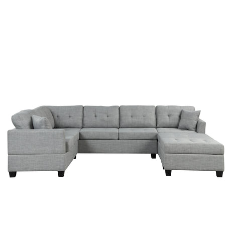 121.3" Oversized Sectional Sofa with Storage Ottoman, U Shaped Sectional Couch with 2 Throw Pillows for Large Space Dorm Apartment - SG000870AAE - image - 1