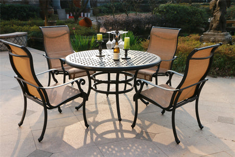 Round 4 - Person 51.9" Long Aluminum Dining Set
