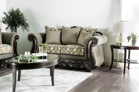 Justina - Sofa & Loveseat - Gray / Espresso - Home Elegance USA