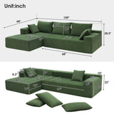 109*68" Modular Sectional Living Room Sofa Set, Modern Minimalist Style Couch, Upholstered Sleeper Sofa for Living Room, Bedroom, Salon, 2 PC Free Combination, L - Shape, Green | Home Elegance USA