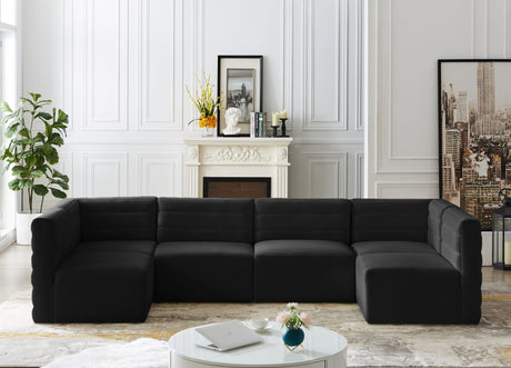 Quincy - Modular Sectional 6 Piece - Black - Fabric - Home Elegance USA