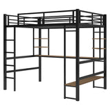 Full Size Loft Metal&MDF Bed with Long Desk and Shelves,Black(OLD SKU:SM000608AAB-1) - Home Elegance USA