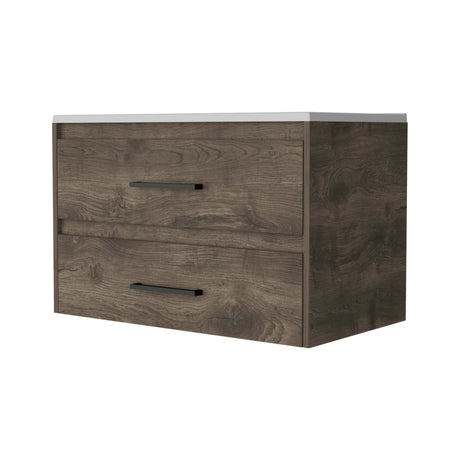 Lafayette 2-Drawer Wall Mounted Bathroom Vanity in Dark Brown and White