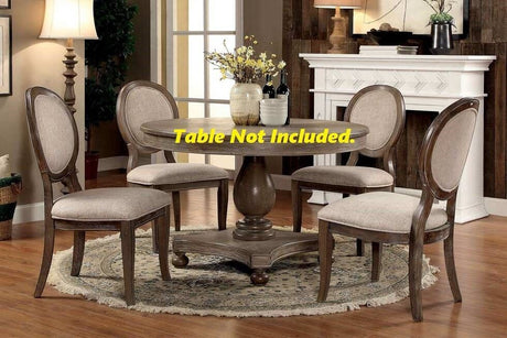 Transitional Rustic Oak and Beige Side Chairs Set of 2 Chairs Dining Room Furniture Padded fabric seat Elegant Kitchen Dining Room - Home Elegance USA