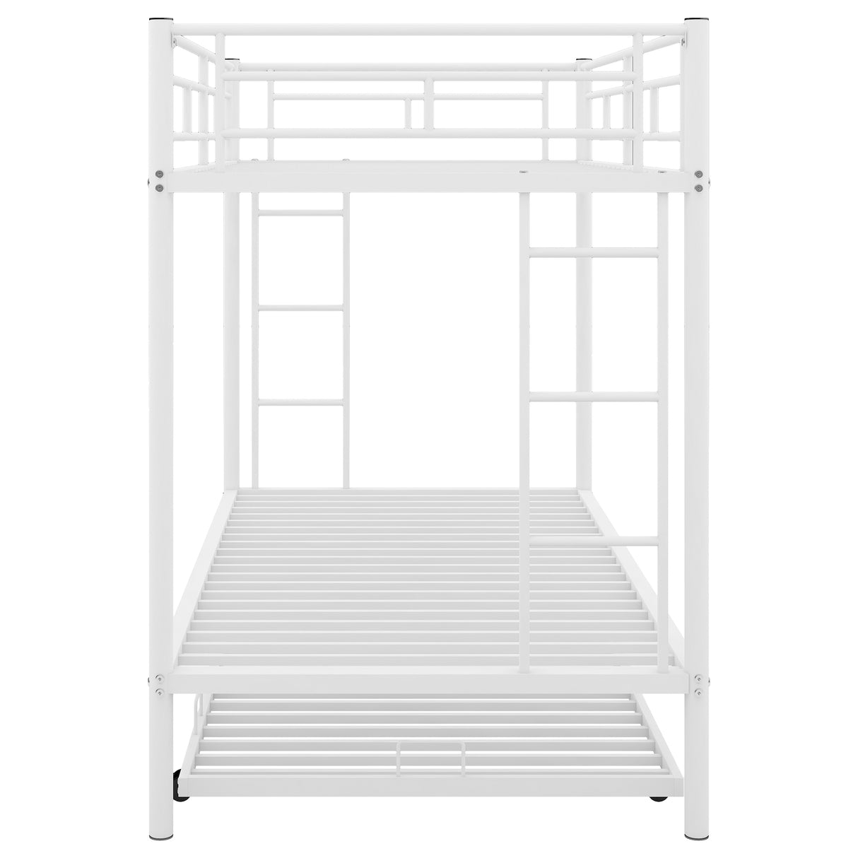 Twin over Twin Bunk Bed with Trundle, White - Home Elegance USA