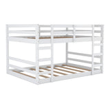 Full Over Full Bunk Bed with Ladder, White（OLD SKU:WF282788AAK） - Home Elegance USA