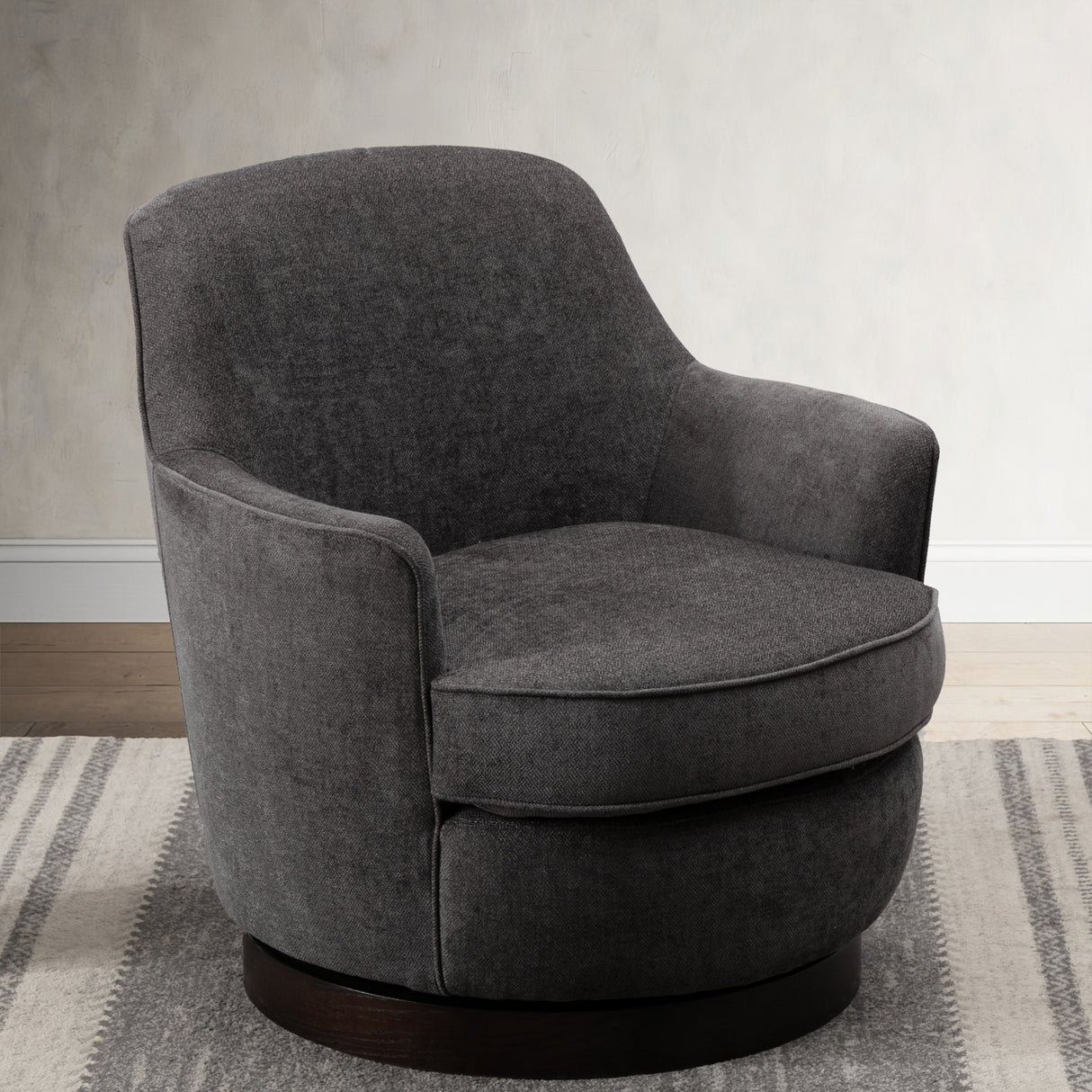 Richfield Charcoal Wood Base Swivel Chair - Home Elegance USA