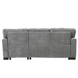 Stylish and Functional Light Chaise Lounge Sectional with Storage Rack Pull-out Bed Drop Down Table  and USB Charger Gray - Home Elegance USA