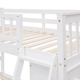 Wooden Twin Over Full Bunk Bed With Six Drawers And Flexible Shelves,Bottom Bed With Wheels,White(OLD SKU:LP000531AAK) - Home Elegance USA