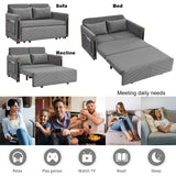 MH 54" Modern Convertible Sofa Bed with 2 Detachable Arm Pockets, Velvet Loveseat Multi-position adjustable Sofa with Pull Out Bed with Bedhead, 2 Pillows and Living Room, Grey Home Elegance USA