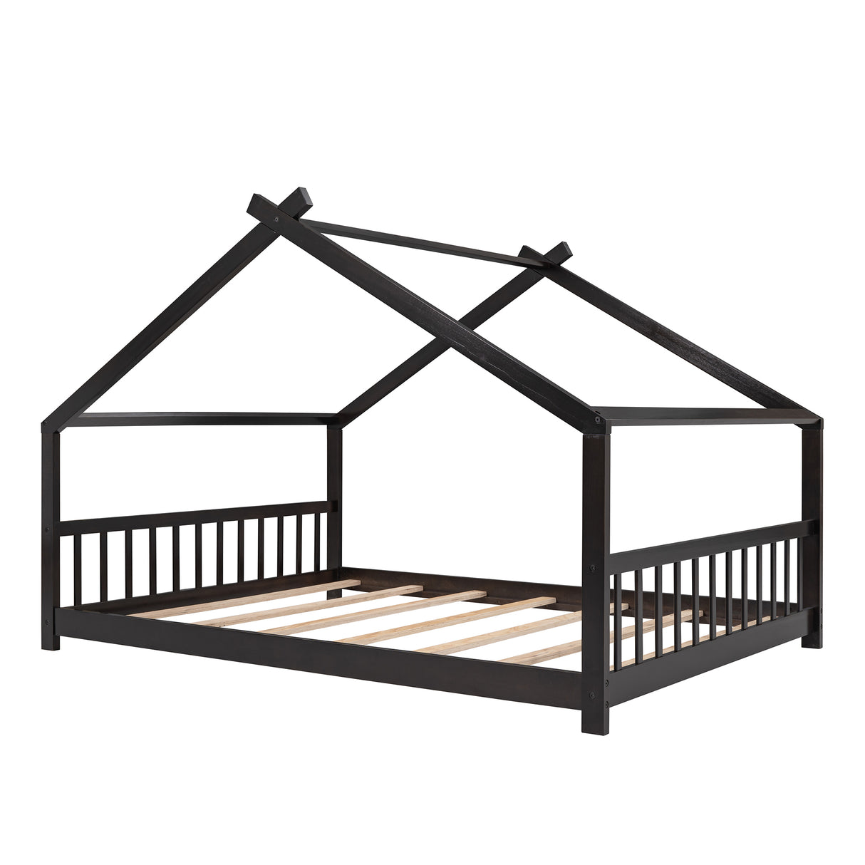 Full Size House Bed Wood Bed, Espresso - Home Elegance USA