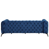 85.5" Velvet Upholstered Sofa with Sturdy Metal Legs,Modern Sofa Couch with Button Tufted Back, 3 Seater Sofa Couch for Living Room,Apartment,Home Office,Blue - SG000603AAC - image - 10