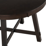 TREXM Farmhouse Round Extendable Dining Table with 16" Leaf Wood Kitchen Table (Espresso) - Home Elegance USA