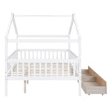 Full Size Wooden House Bed with Two Drawers, White - Home Elegance USA