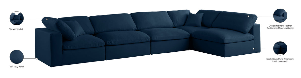 Plush - Cloud Modular Sectional 5 Piece - Navy - Home Elegance USA