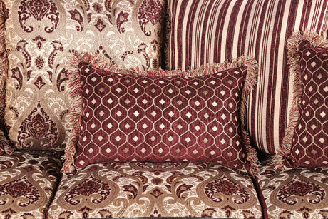 Franklin - Sofa & Loveseat - Burgundy / Espresso - Home Elegance USA