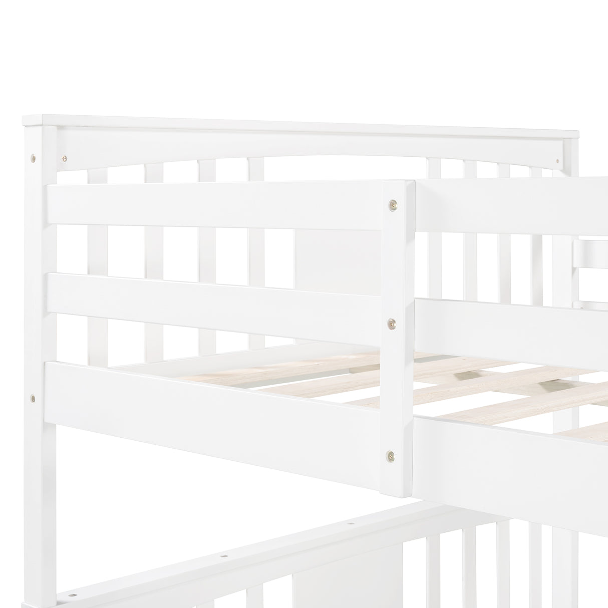 Full over Full Bunk Bed with Drawers and Ladder for Bedroom, Guest Room Furniture-White(OLD SKU :LP000205AAK) - Home Elegance USA