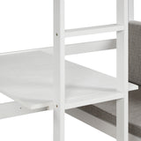 Functional Loft Bed (turn into upper bed and down desk，cushion sets are free),Twin Size,White - Home Elegance USA