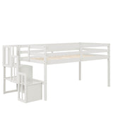 Loft bed with staircase , White - Home Elegance USA