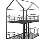 Twin Over Twin Metal Bunk Bed With Slide,Kids House Bed Black - Home Elegance USA