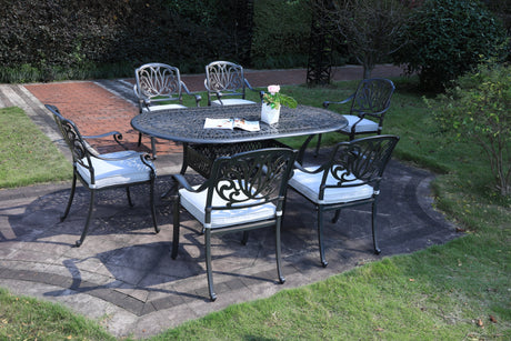 Oval 6 - Person 72.05" Long Aluminum Dining Set with Cushions