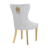 Simba Gold 2 Piece Dinning Chair Finish with Velvet Fabric in Light Gray - Home Elegance USA