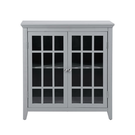 36 inch Accent Cabinet, Multipurpose Cabinet with 2 Open Doors , Grey - Home Elegance USA