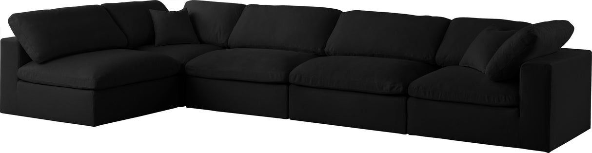 Serene - Cloud Modular Sectional 5 Piece - Black - Fabric - Home Elegance USA