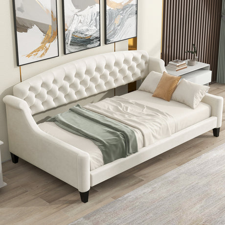 Modern Luxury Tufted Button Daybed,Twin,Beige - Home Elegance USA