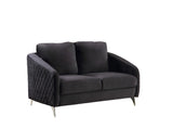 Sofia Black Velvet Fabric Sofa Loveseat Chair Living Room Set Home Elegance USA