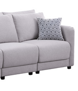 Penelope Light Gray Linen Fabric 4-Seater Sofa with 2 Ottoman and Pillows Home Elegance USA